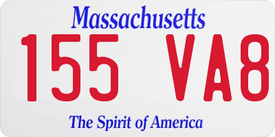 MA license plate 155VA8