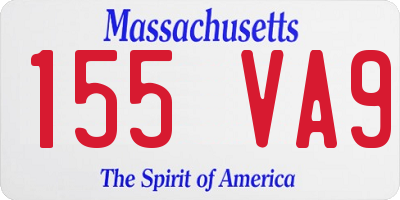 MA license plate 155VA9
