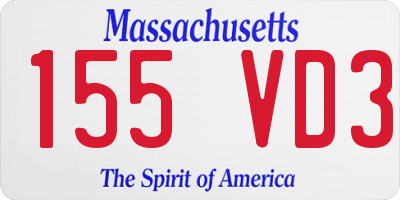MA license plate 155VD3