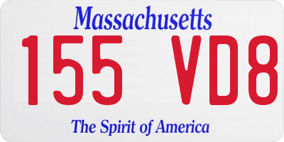 MA license plate 155VD8