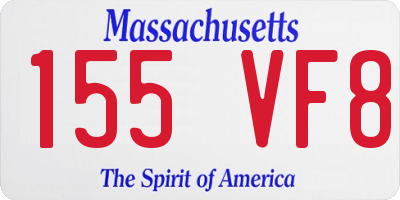 MA license plate 155VF8