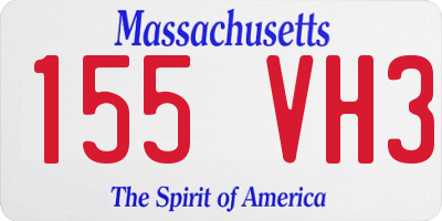 MA license plate 155VH3