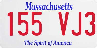 MA license plate 155VJ3