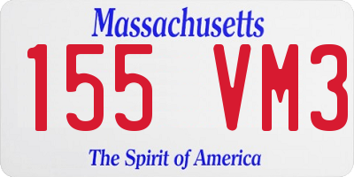 MA license plate 155VM3