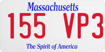 MA license plate 155VP3