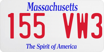 MA license plate 155VW3