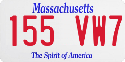MA license plate 155VW7