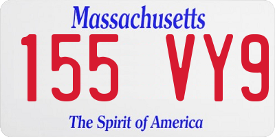 MA license plate 155VY9