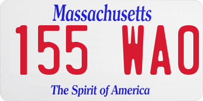 MA license plate 155WA0