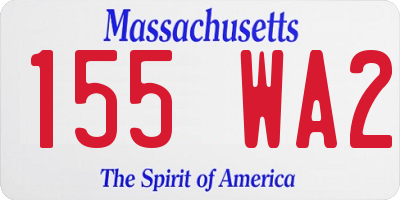 MA license plate 155WA2