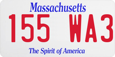 MA license plate 155WA3