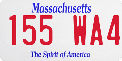 MA license plate 155WA4