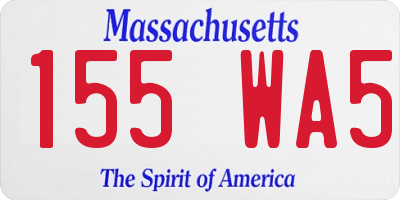 MA license plate 155WA5