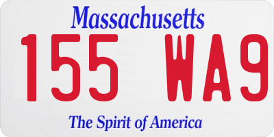 MA license plate 155WA9
