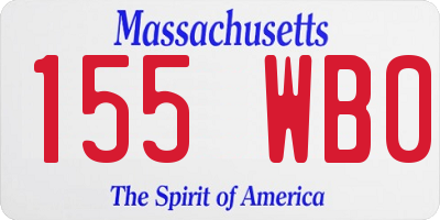 MA license plate 155WB0