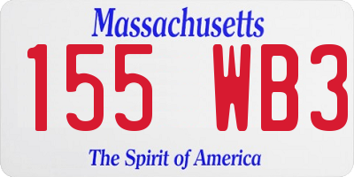 MA license plate 155WB3