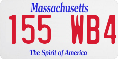 MA license plate 155WB4