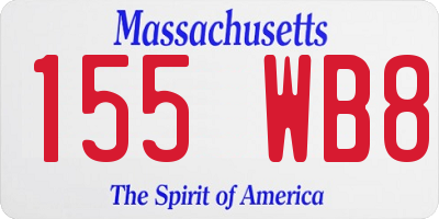 MA license plate 155WB8