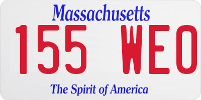 MA license plate 155WE0