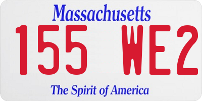 MA license plate 155WE2