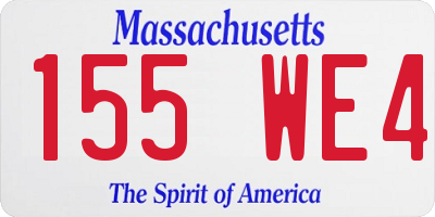 MA license plate 155WE4