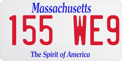 MA license plate 155WE9