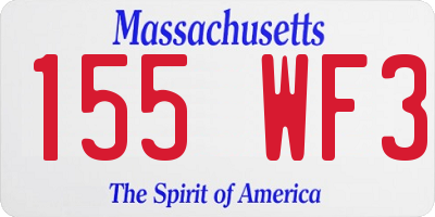 MA license plate 155WF3