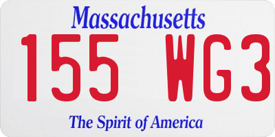 MA license plate 155WG3