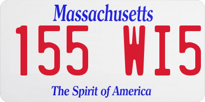 MA license plate 155WI5