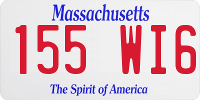 MA license plate 155WI6