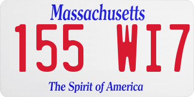 MA license plate 155WI7