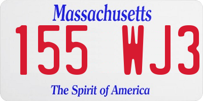 MA license plate 155WJ3