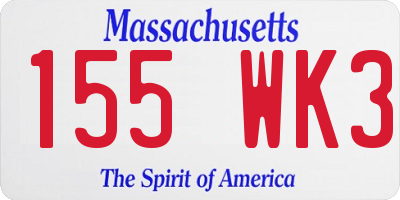 MA license plate 155WK3