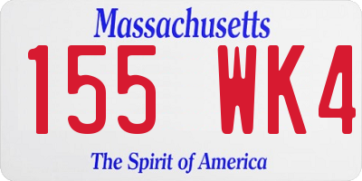 MA license plate 155WK4