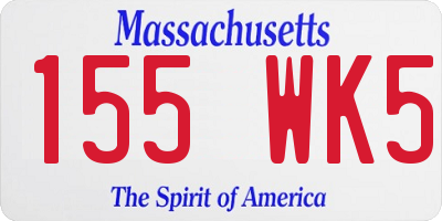 MA license plate 155WK5