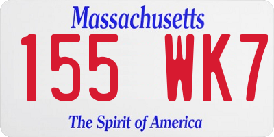 MA license plate 155WK7