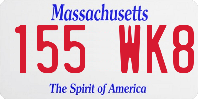 MA license plate 155WK8