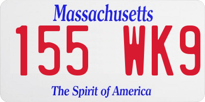 MA license plate 155WK9