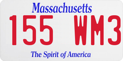 MA license plate 155WM3