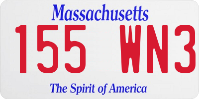 MA license plate 155WN3