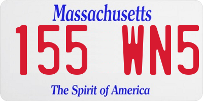 MA license plate 155WN5