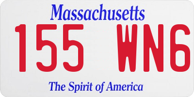 MA license plate 155WN6