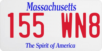 MA license plate 155WN8