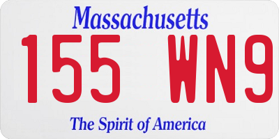 MA license plate 155WN9