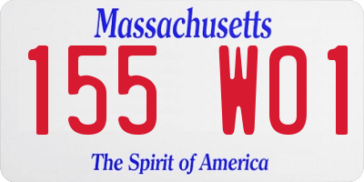 MA license plate 155WO1