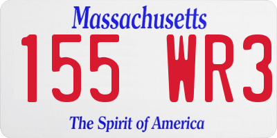MA license plate 155WR3
