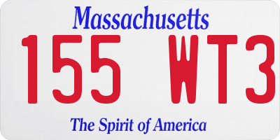 MA license plate 155WT3