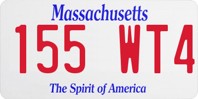 MA license plate 155WT4
