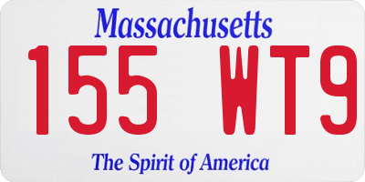 MA license plate 155WT9