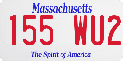 MA license plate 155WU2